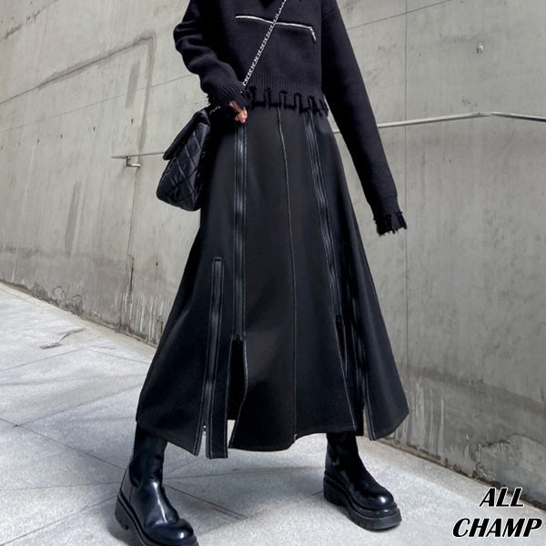 Aラインモダンロングスカート ブラック /レディース モレビー|モード系ファッションブランド